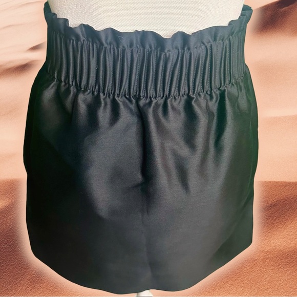 COS Black Silk & Linen Blend Elastic Waist A-Line Mini Skirt Size 4 - Picture 8 of 12